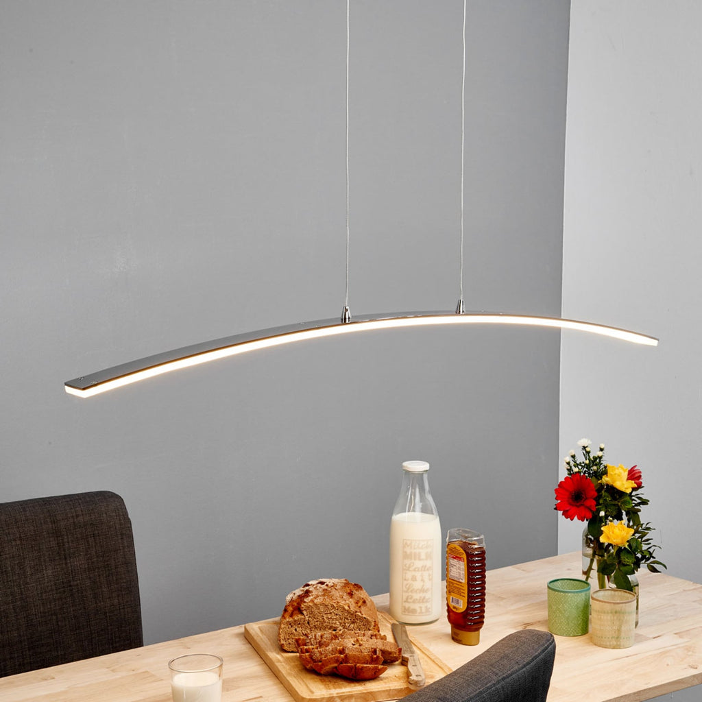 LED pendellampe Lorian aluminium akryl 99 cm krom nærbilde