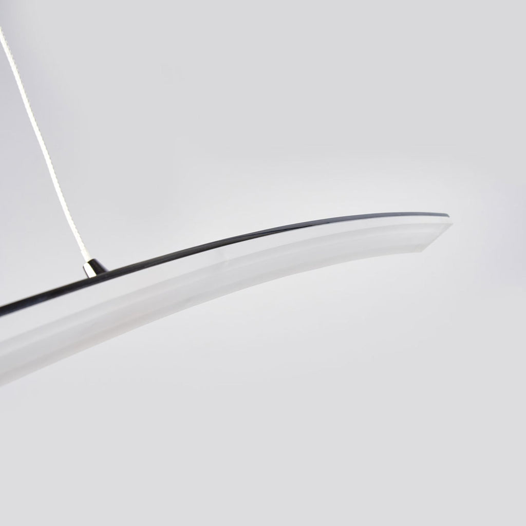 LED pendellampe Lorian aluminium akryl 99 cm krom fra undersiden