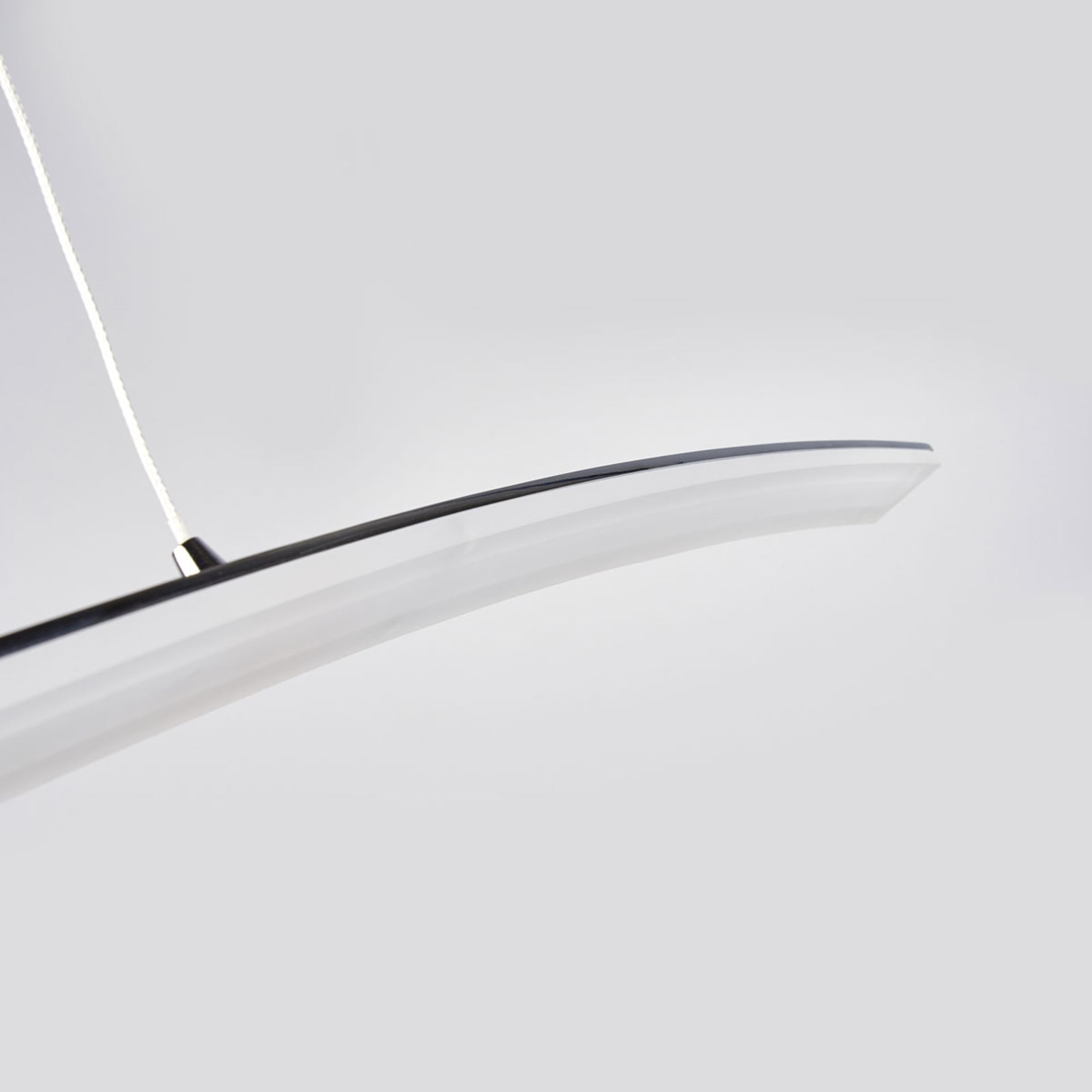 LED pendellampe Lorian aluminium akryl 99 cm krom fra undersiden