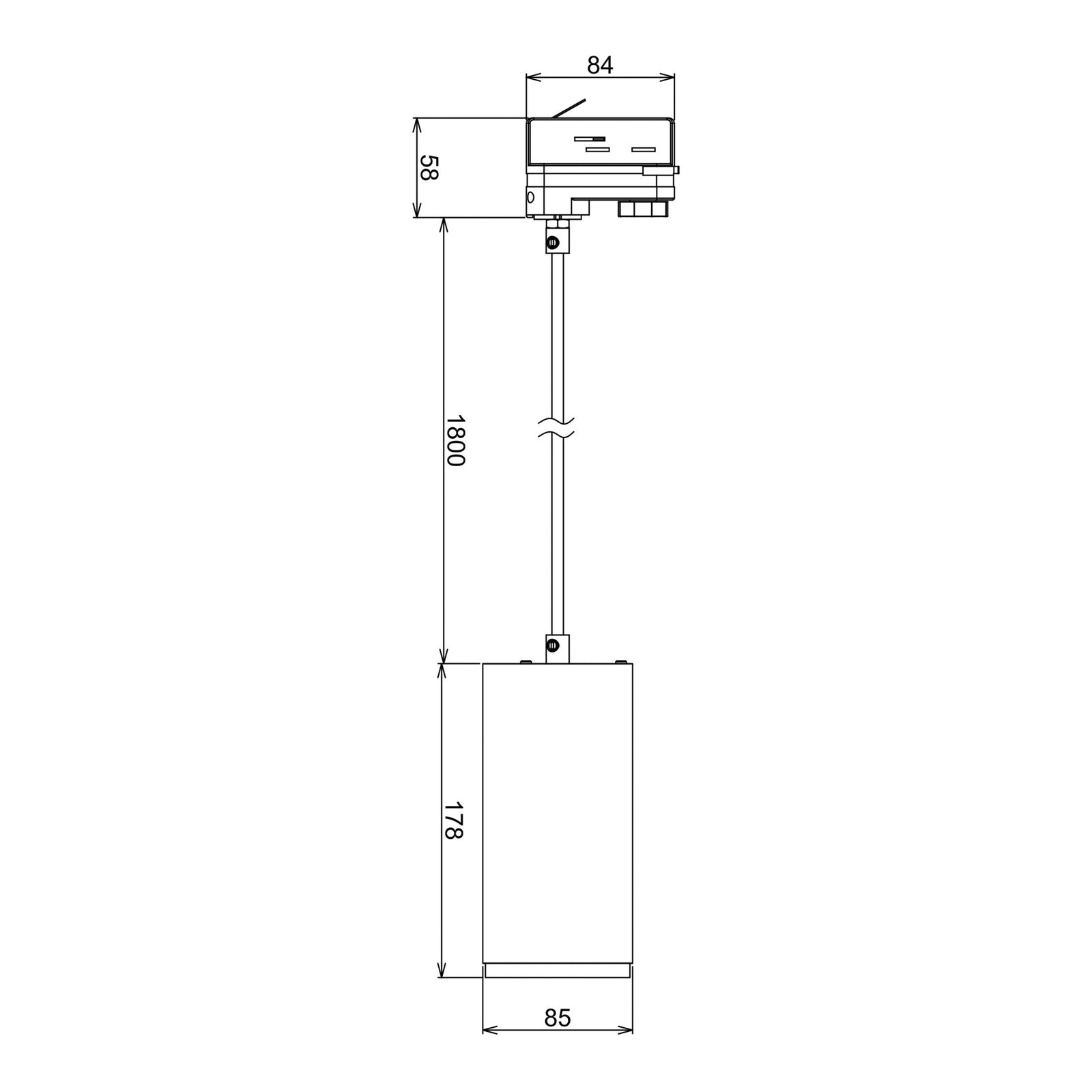 Detalj av LED pendellampe Lucea 3-fase hvit 20W dimbar CCT