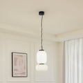 LED pendellampe Lucya 2-lys glass hvit Ø24 cm dimbar foran