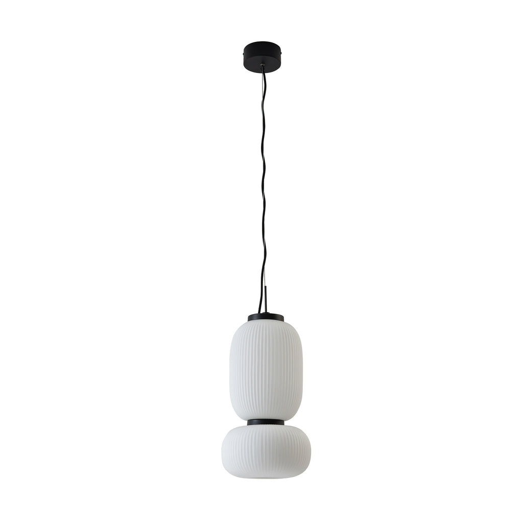 LED pendellampe Lucya 2-lys glass hvit Ø24 cm dimbar montert i rom
