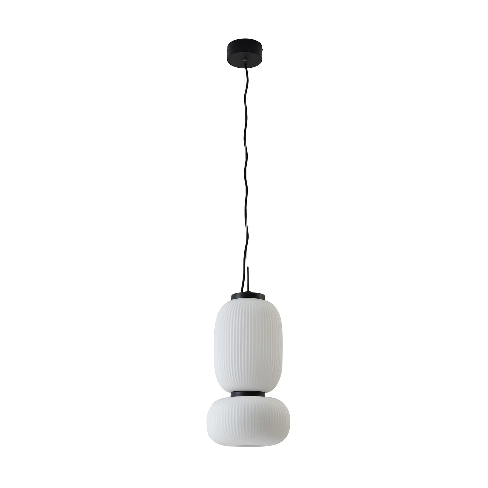 LED pendellampe Lucya 2-lys glass hvit Ø24 cm dimbar montert i rom
