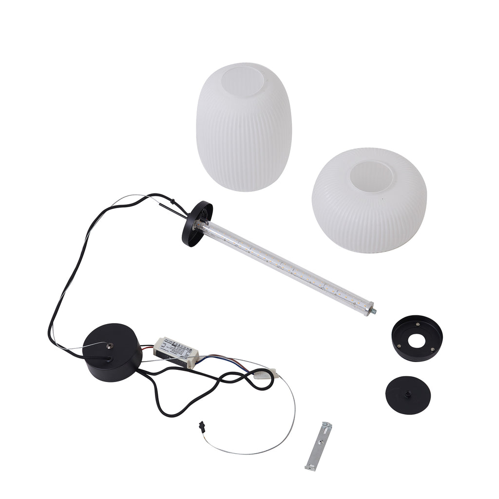 LED pendellampe Lucya 2-lys glass hvit Ø24 cm dimbar komplett lampe