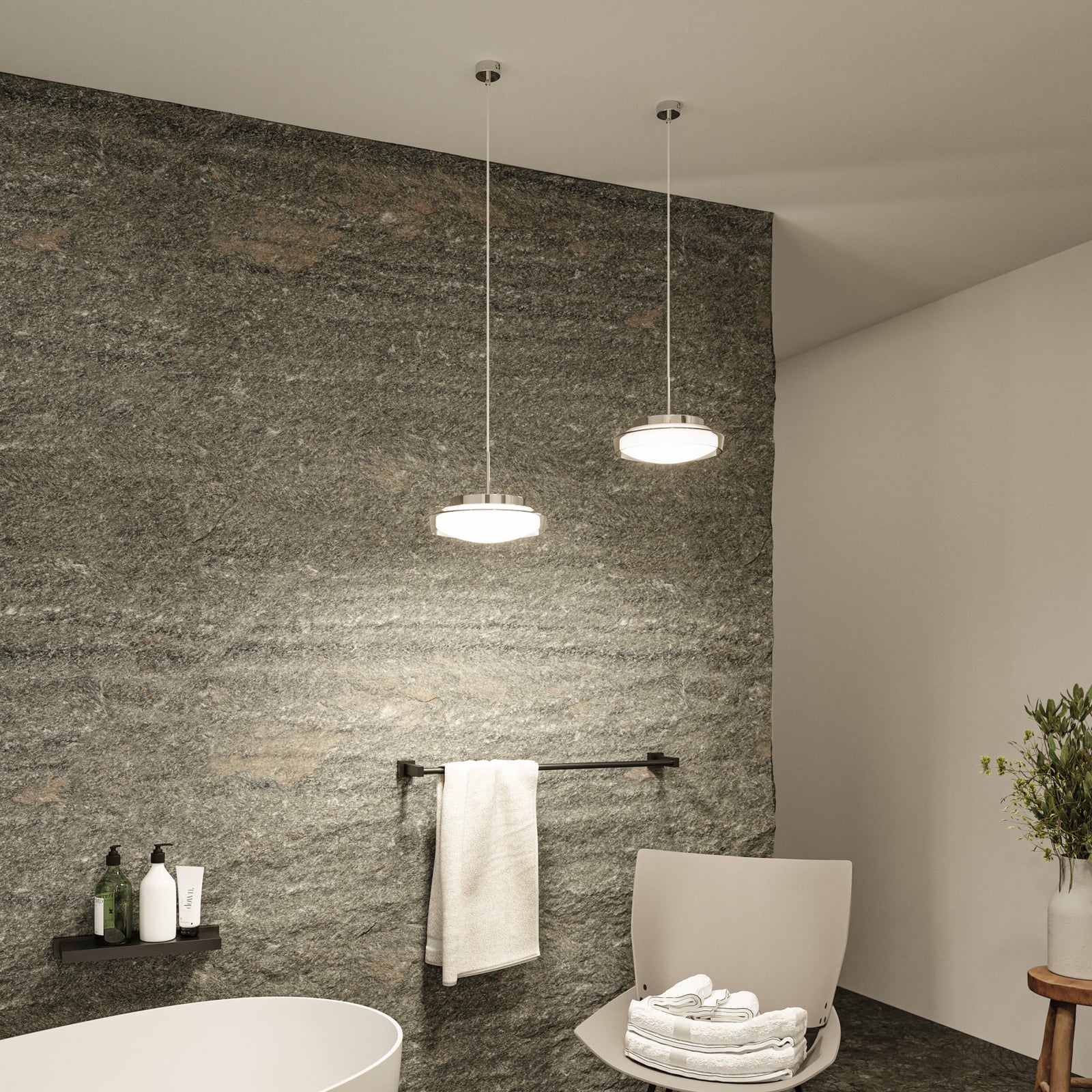 LED pendellampe Luena glass krom Ø25 cm front