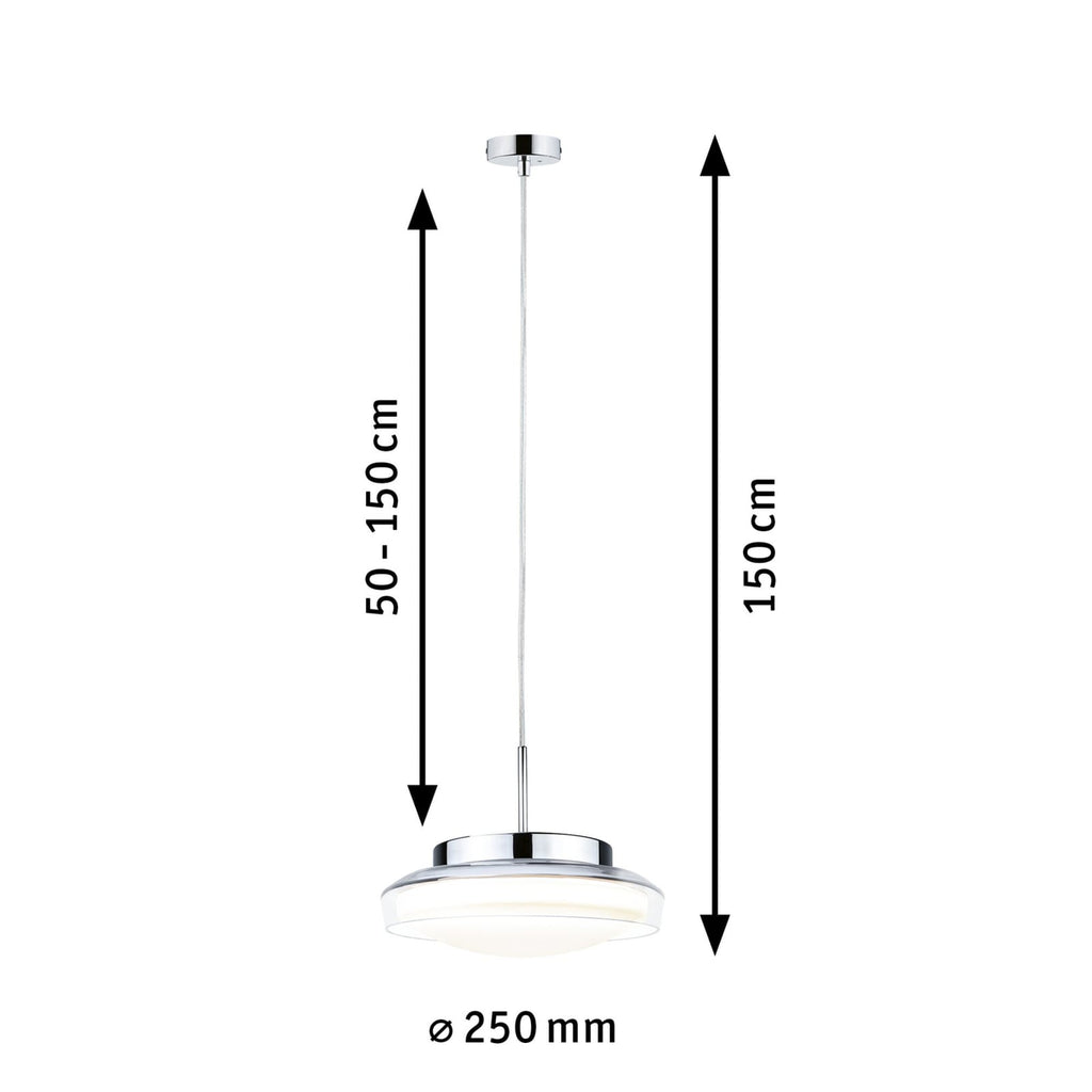LED pendellampe Luena glass krom Ø25 cm montert