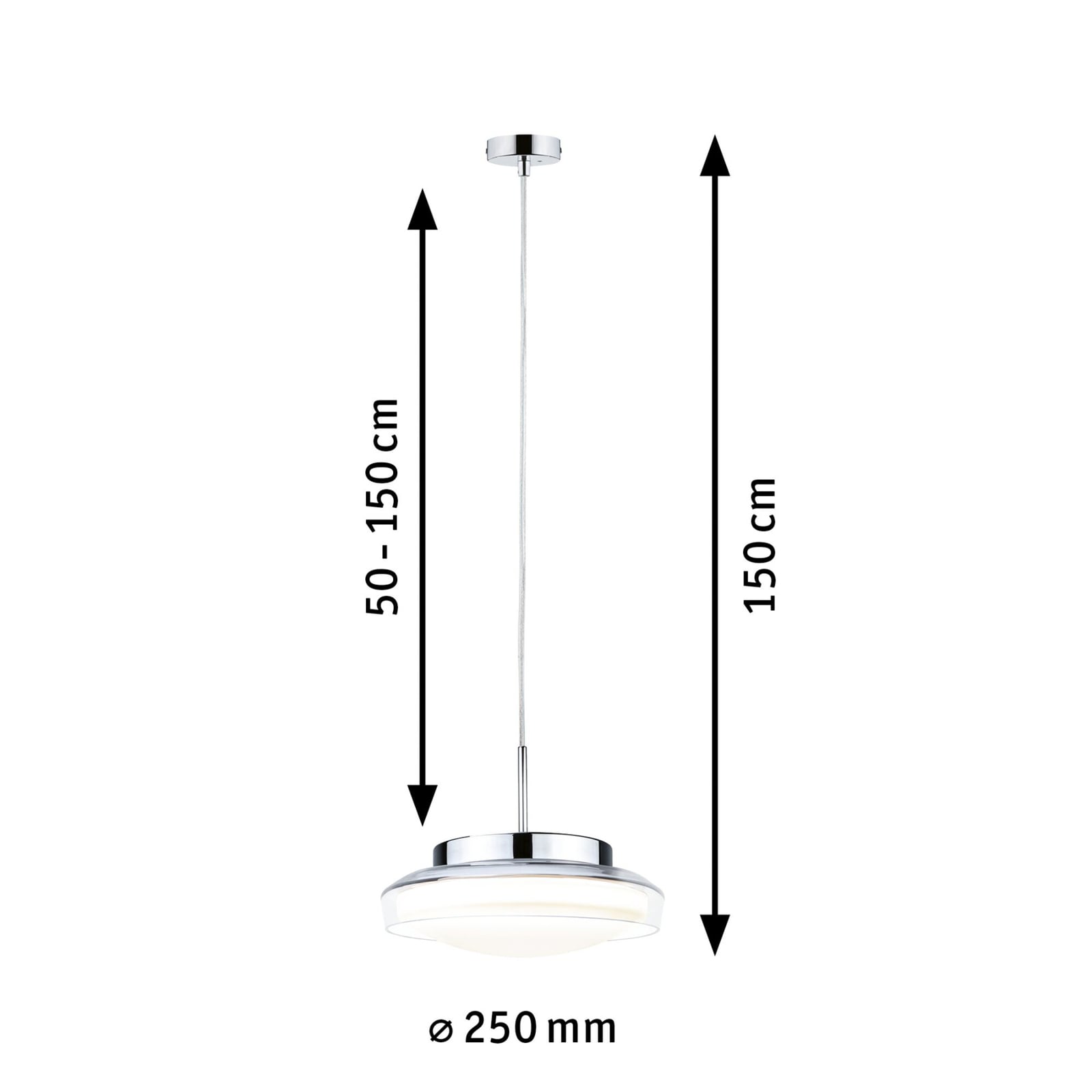 LED pendellampe Luena glass krom Ø25 cm montert