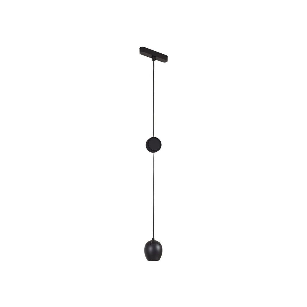 LED-pendellampe Lumaro 48V dimbar CCT svart montert i rom