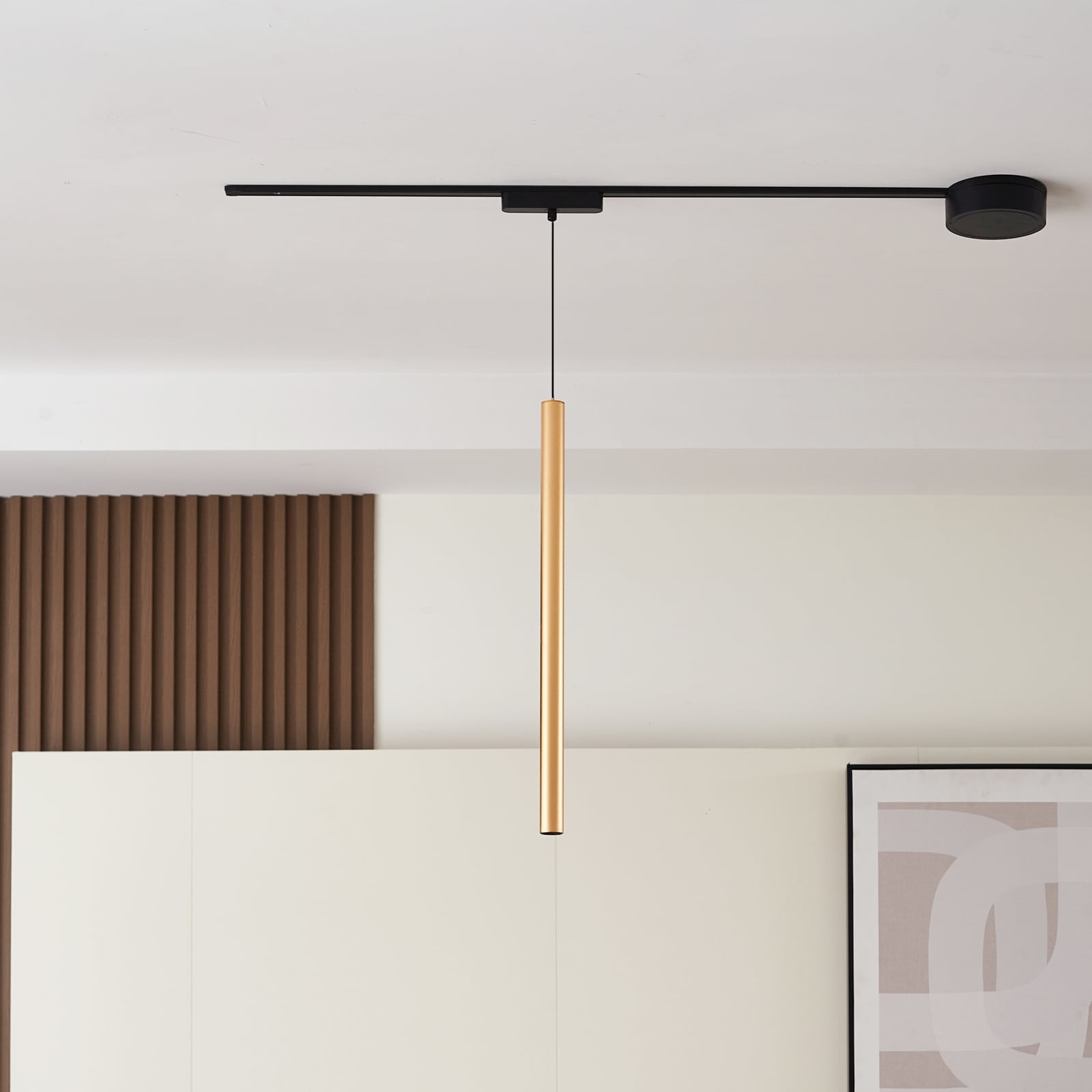 LED-pendellampe Lumaro 48V gull 55 cm dimbar CCT detalj av lampe
