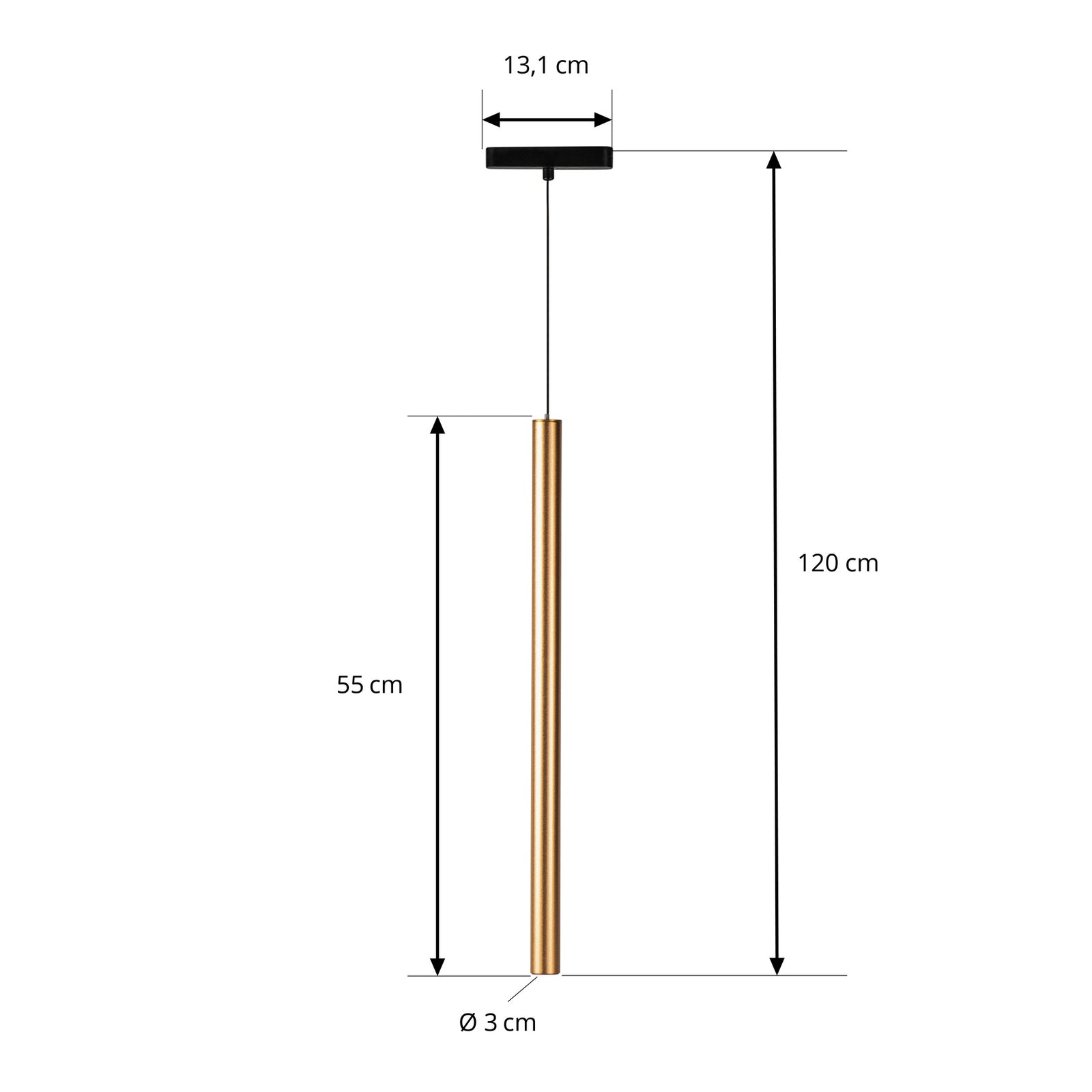 LED-pendellampe Lumaro 48V gull 55 cm dimbar CCT nærbilde av LED-lyskilde