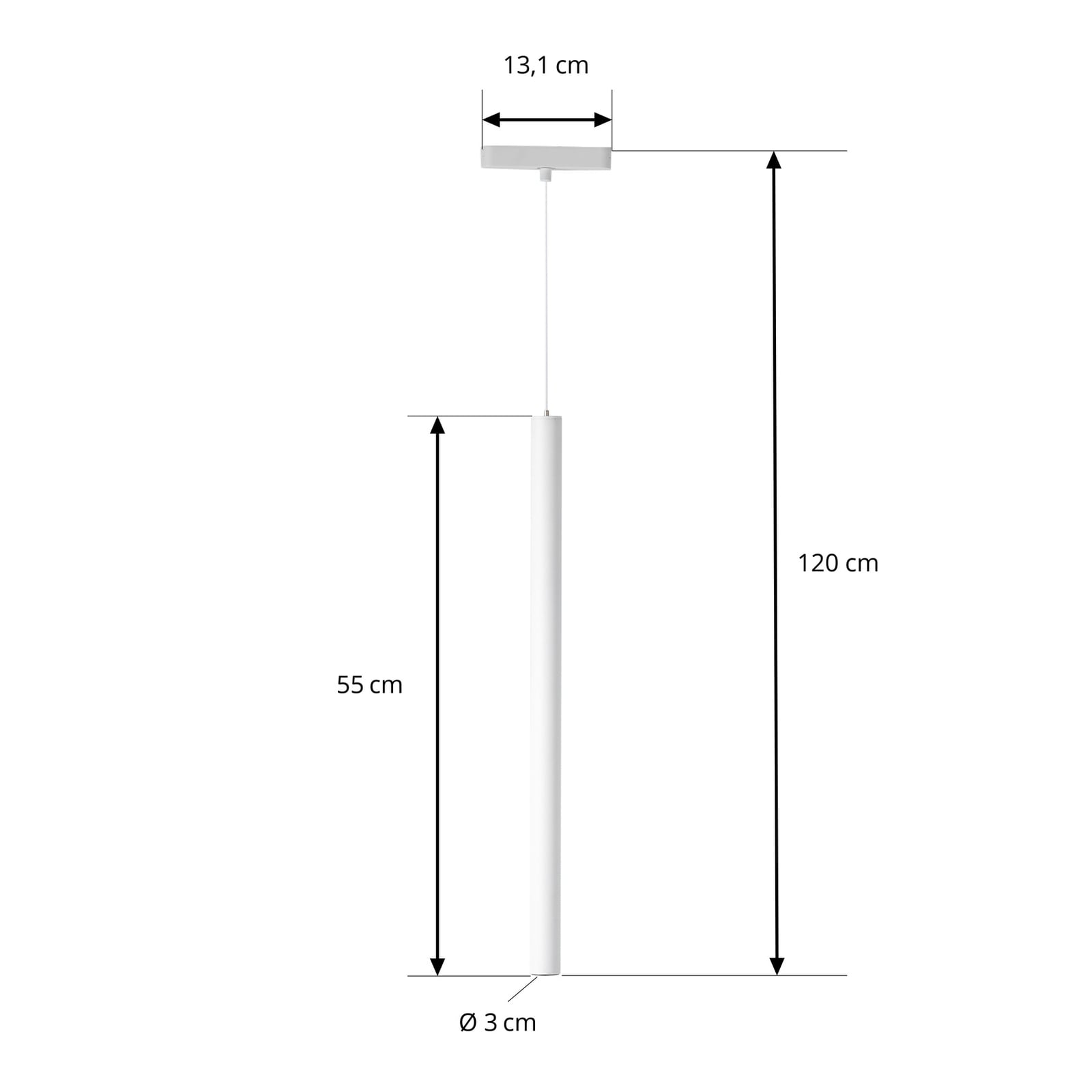LED pendellampe Lumaro hvit 55 cm 48V CCT dimbar nærbilde