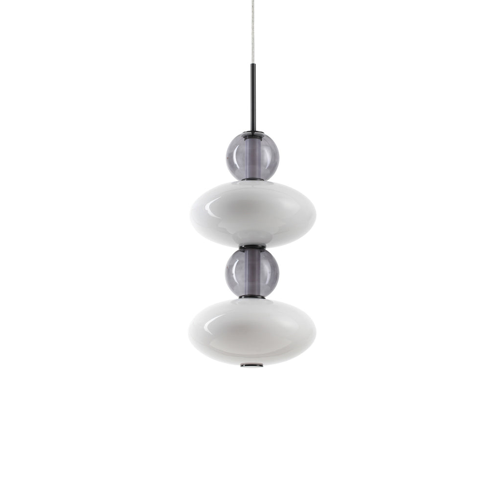 LED pendellampe Lumiere-2 opalglass/røykgrå forfra