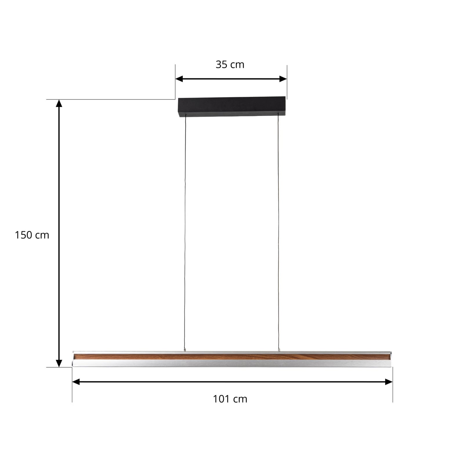 LED pendellampe Lutana rosegull/trefarget montert i rom