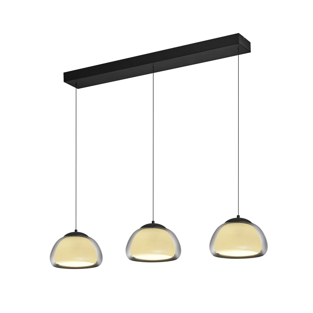 LED pendellampe Luxxo 3-lys dimbar med fjernkontroll forfra