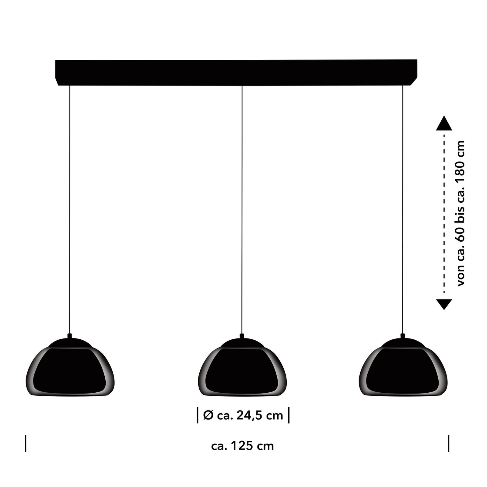 LED pendellampe Luxxo 3-lys dimbar med fjernkontroll detalj