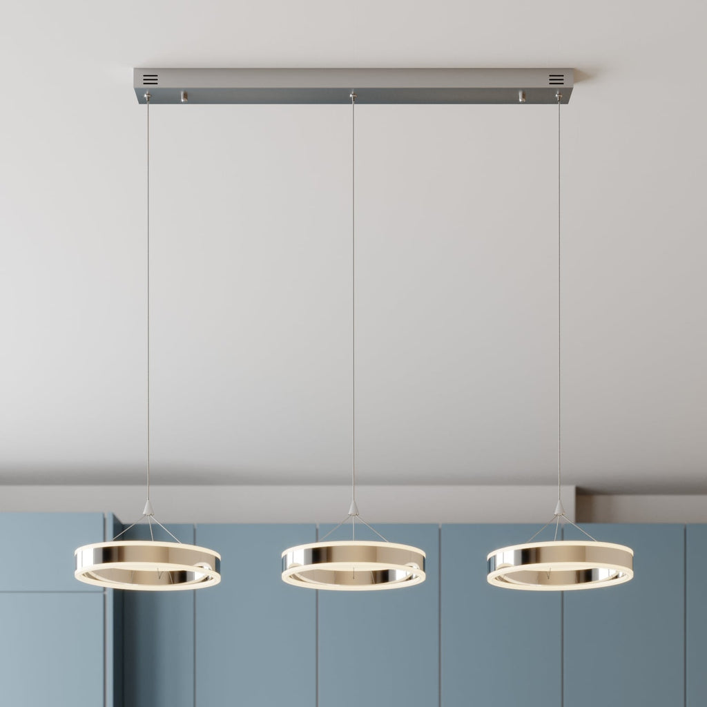 LED pendellampe Lyani 3-lys krom dimbar 115 cm forfra