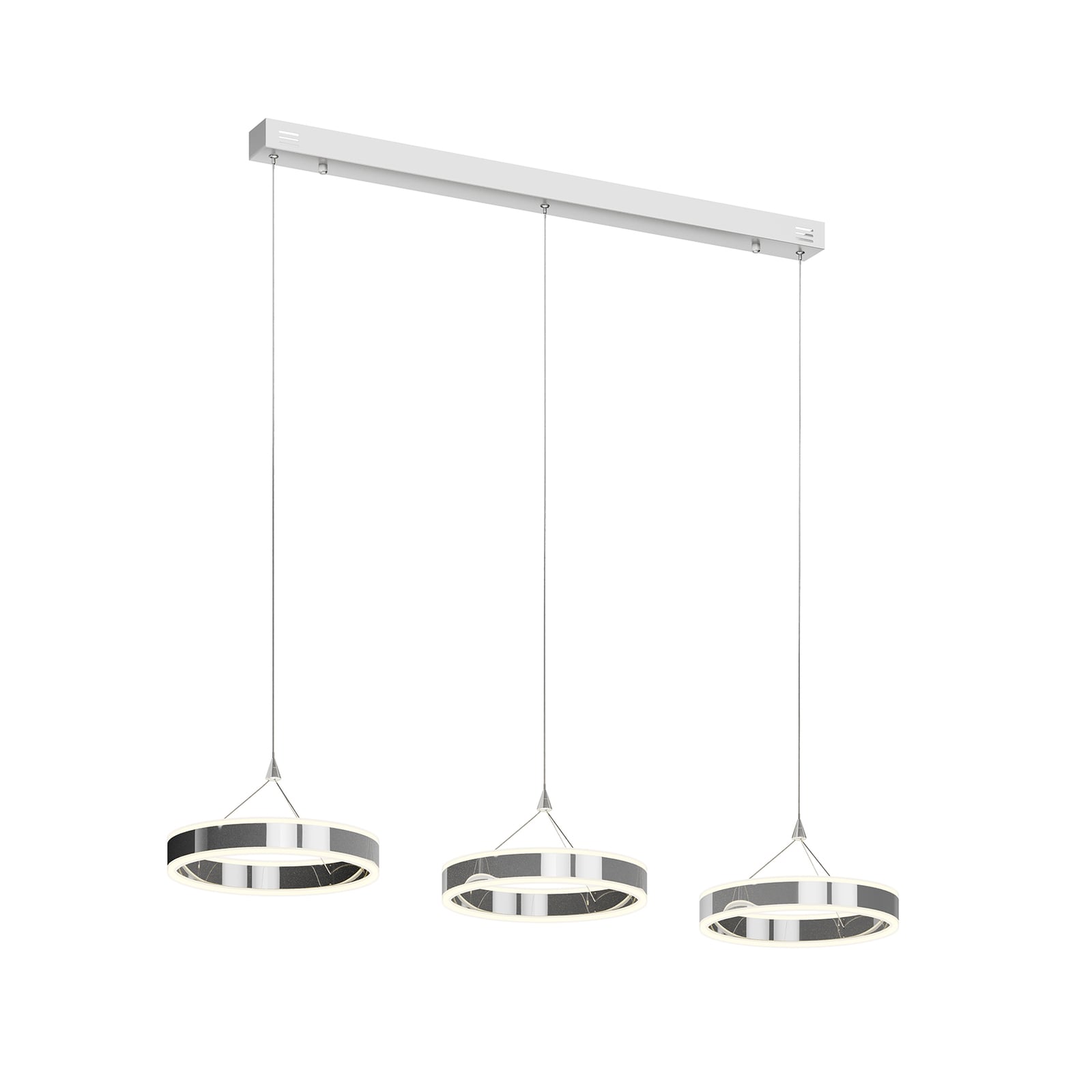 LED pendellampe Lyani 3-lys krom dimbar 115 cm sideprofil