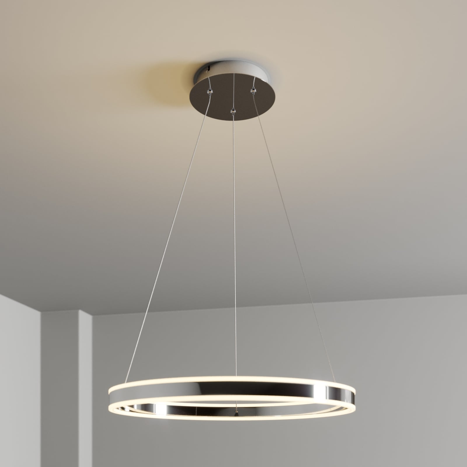 LED pendellampe Lyani dimbar krom forfra