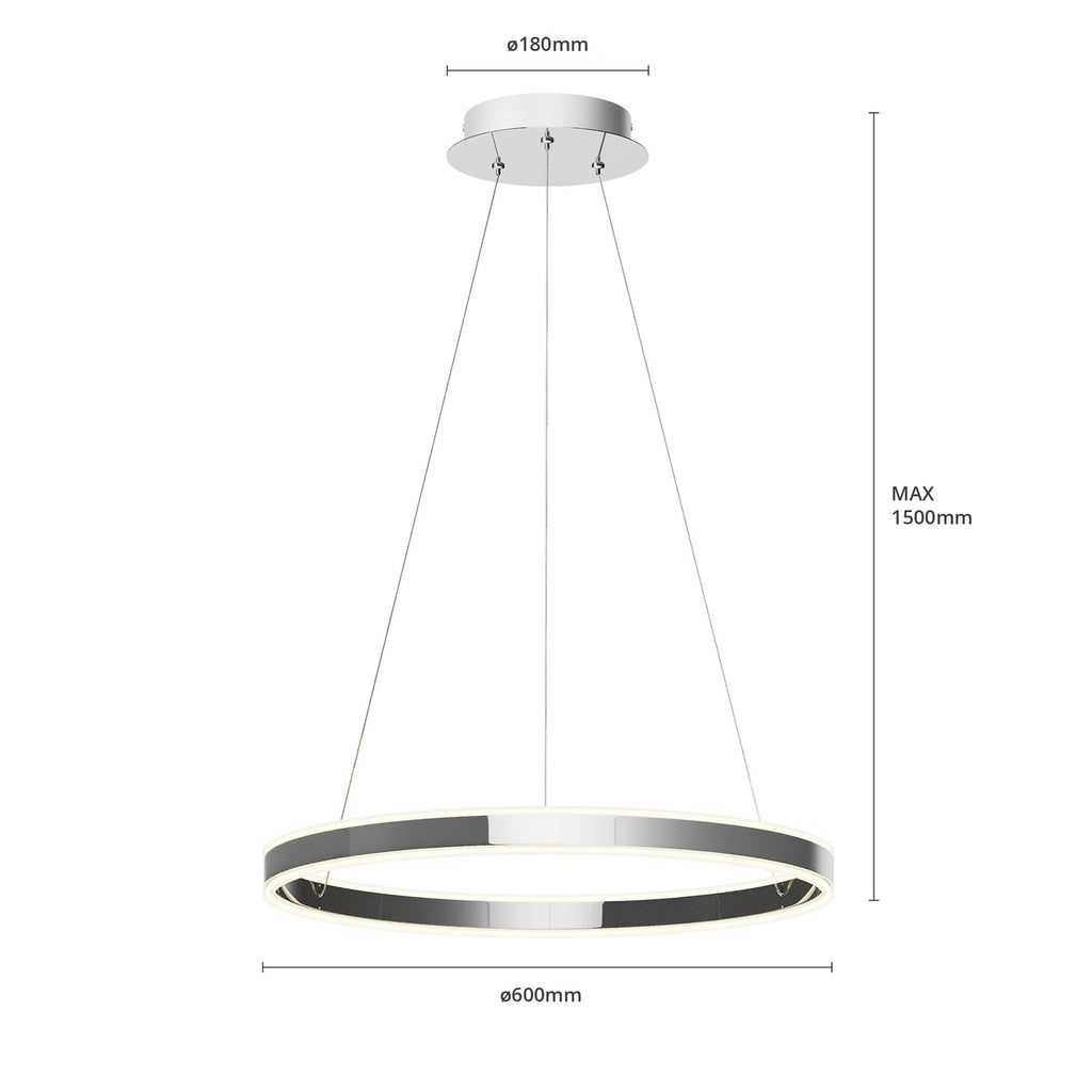 LED pendellampe Lyani dimbar krom oppheng