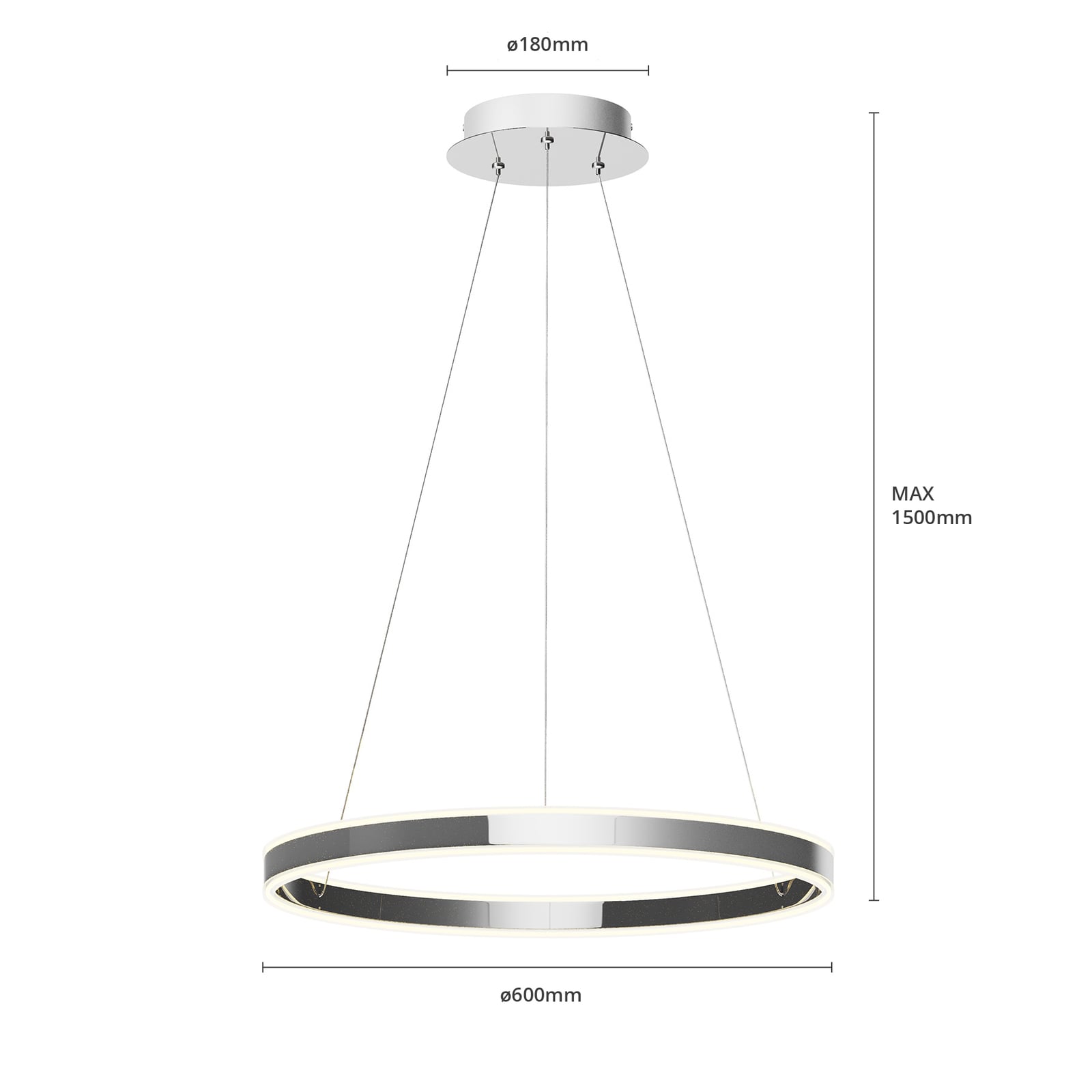 LED pendellampe Lyani dimbar krom oppheng