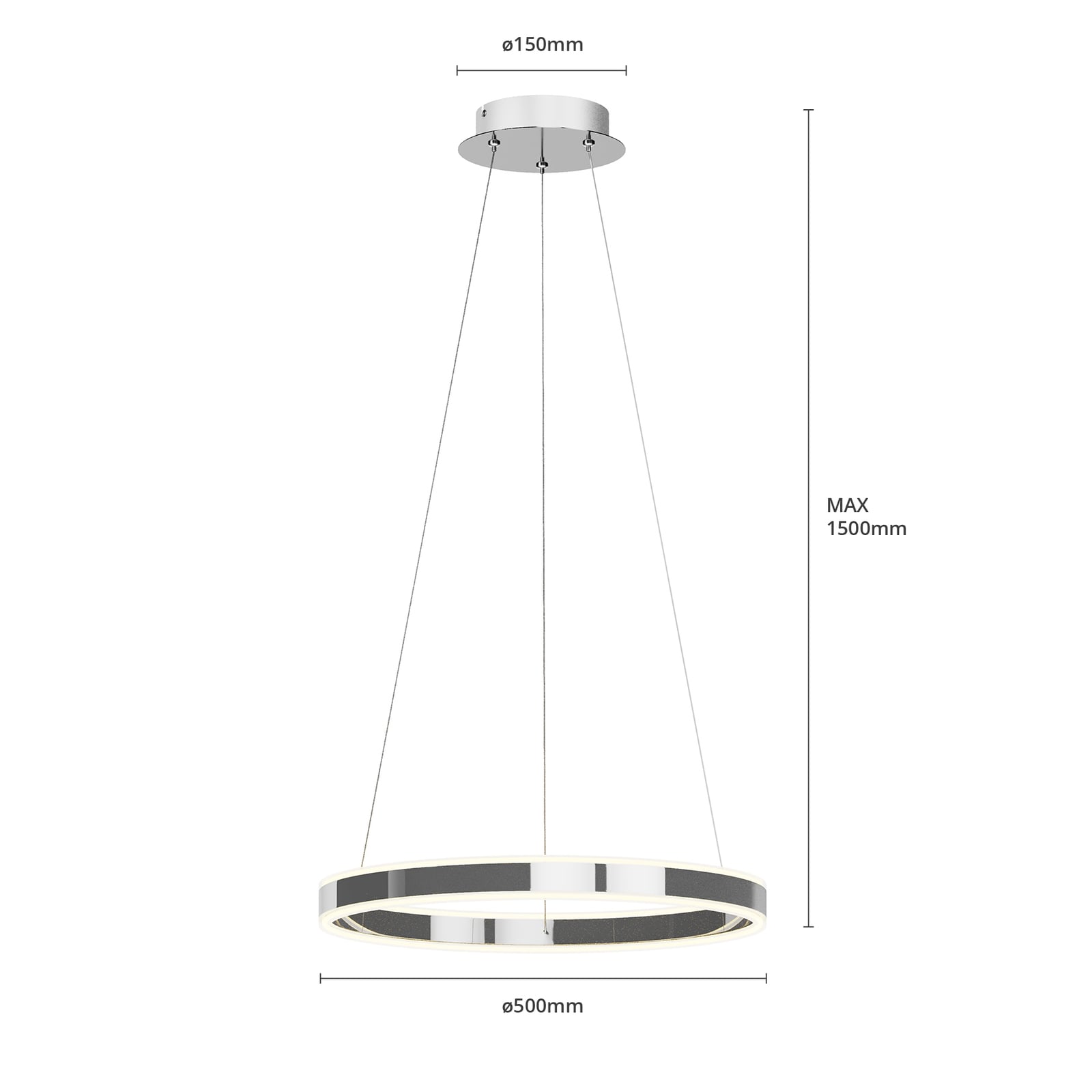 LED pendellampe Lyani dimbar krom lysdetalj