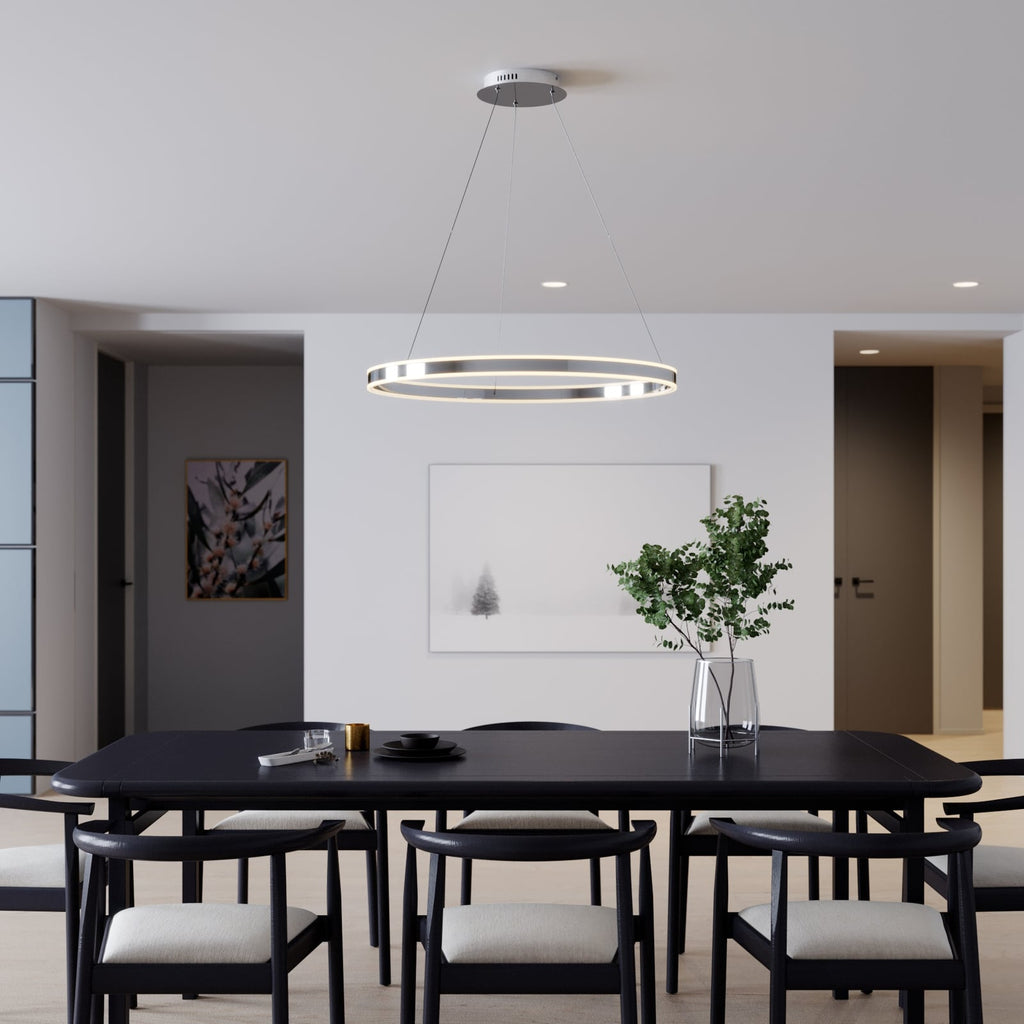 LED pendellampe Lyani ringform krom dimbar Ø80 cm bakside