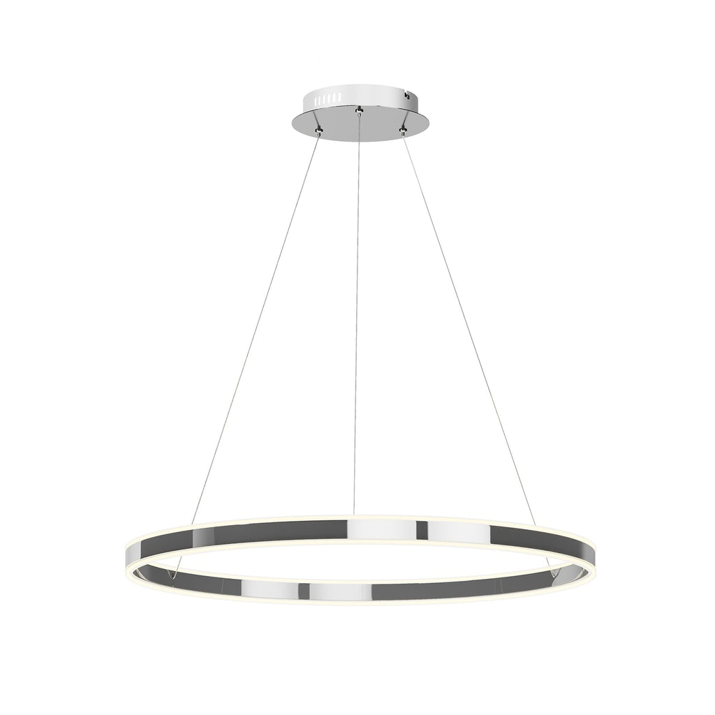 LED pendellampe Lyani ringform krom dimbar Ø80 cm sideprofil