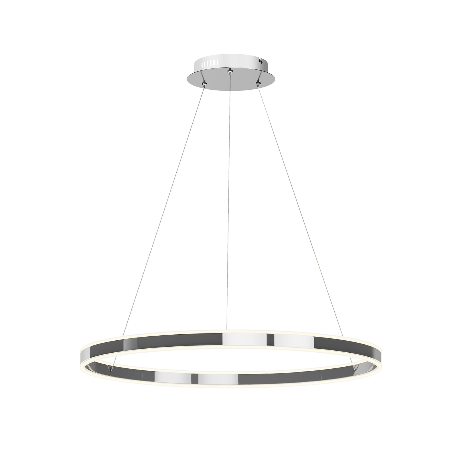LED pendellampe Lyani ringform krom dimbar Ø80 cm sideprofil