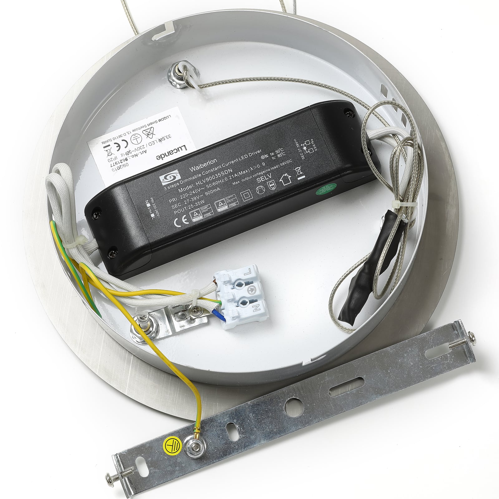 LED pendellampe Lyani ringform krom dimbar Ø80 cm dimmerbryter