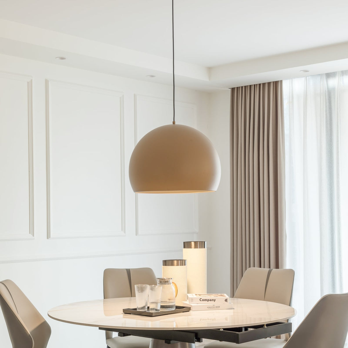 LED pendellampe Lythara aluminium brun Ø50 cm forfra