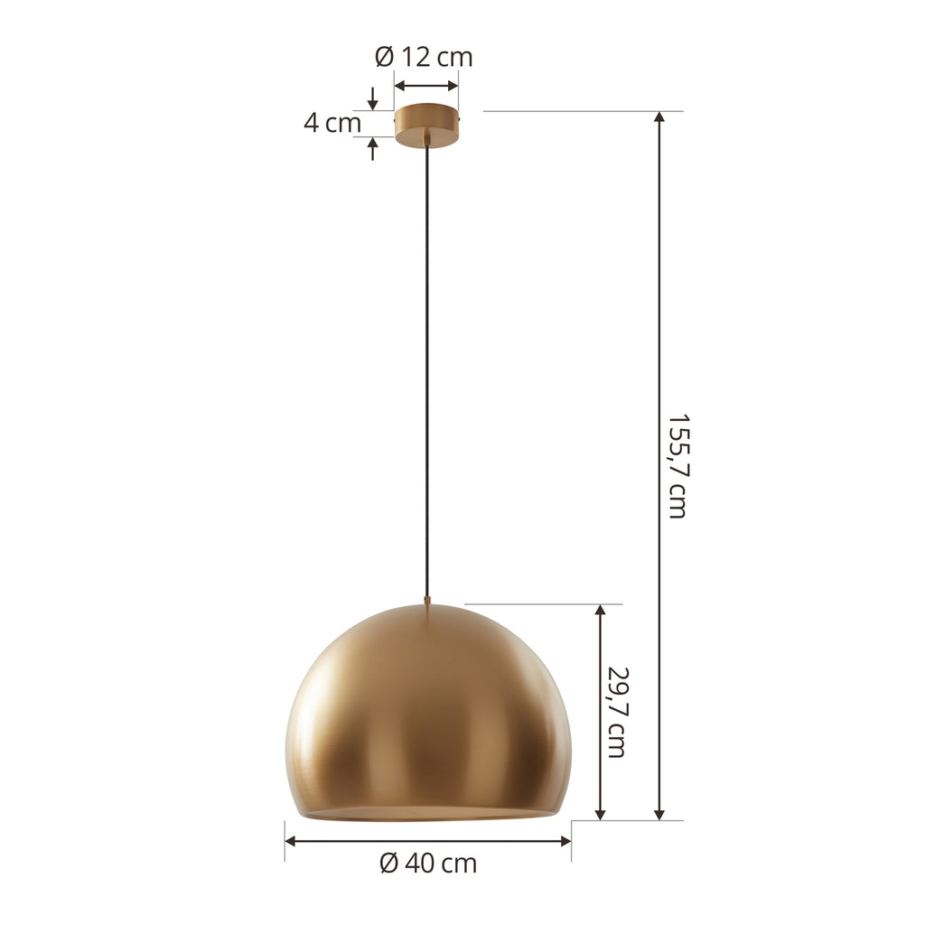 LED pendellampe Lythara messing aluminium Ø40 cm montert i rom