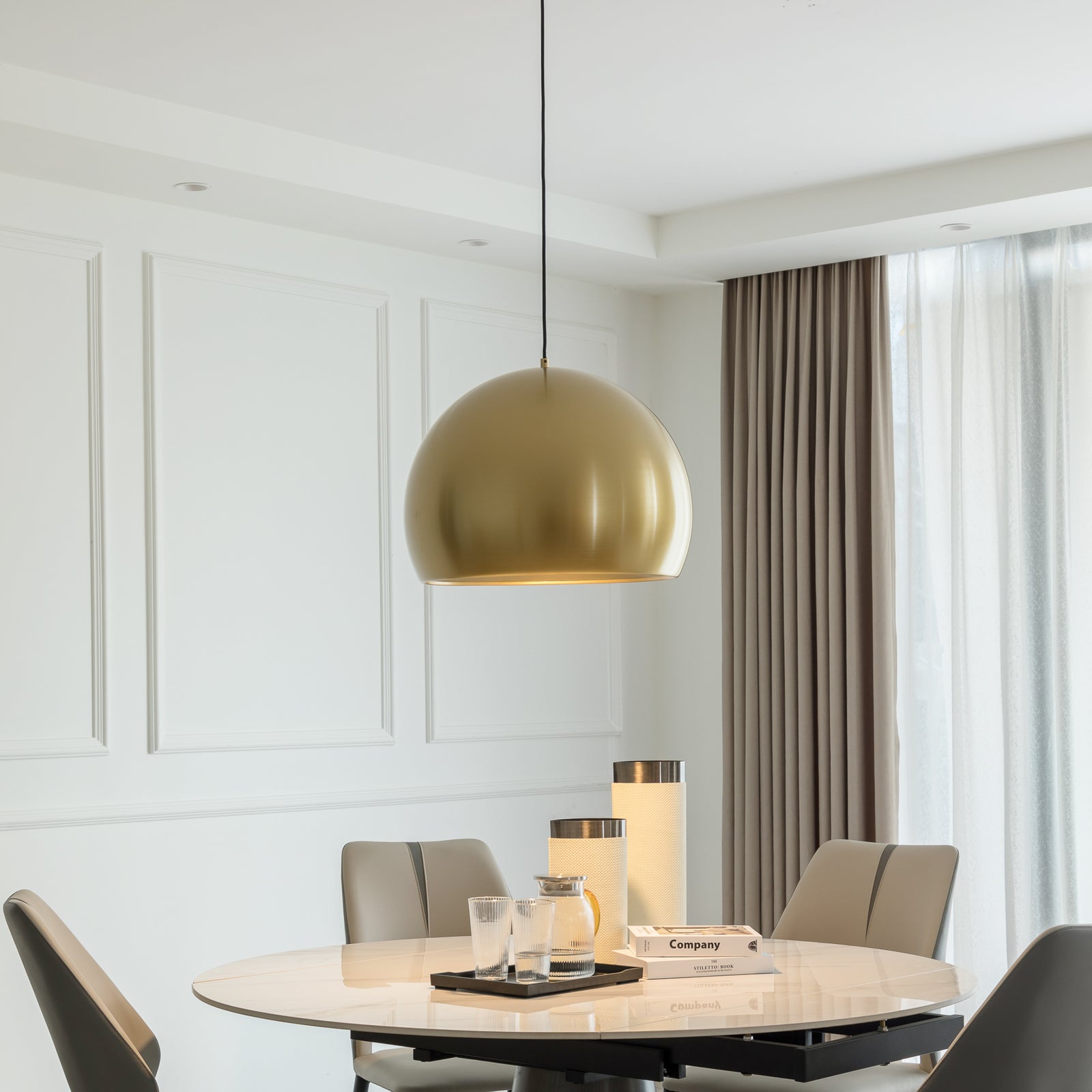 LED pendellampe Lythara messing aluminium Ø50 cm forfra