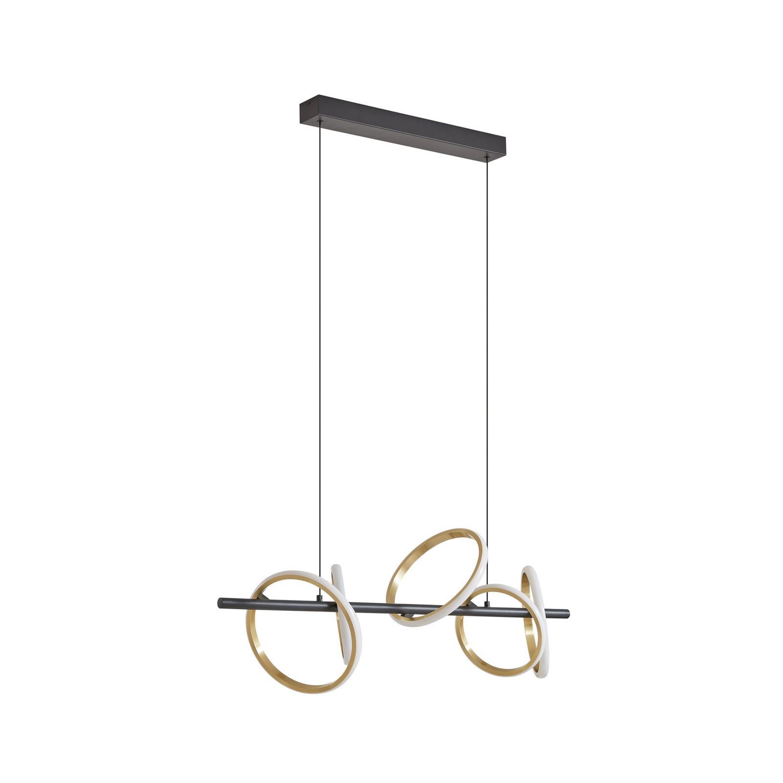 LED pendellampe Madu svart/gull metall detalj av ringer