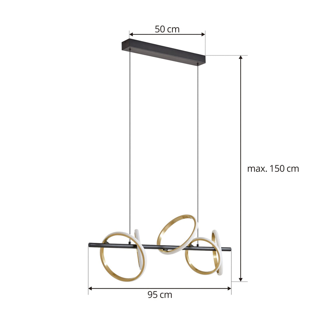 LED pendellampe Madu svart/gull metall montert i rom