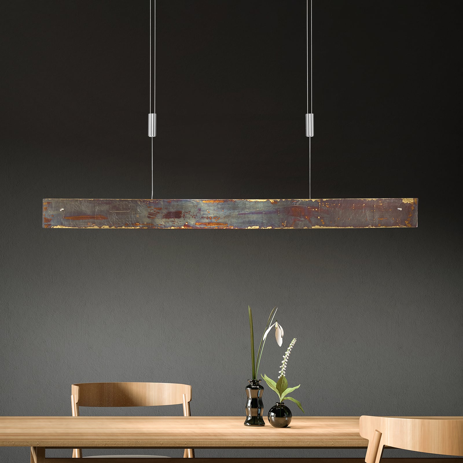 LED pendellampe Malu dimbar gull oksidert 100 cm forfra
