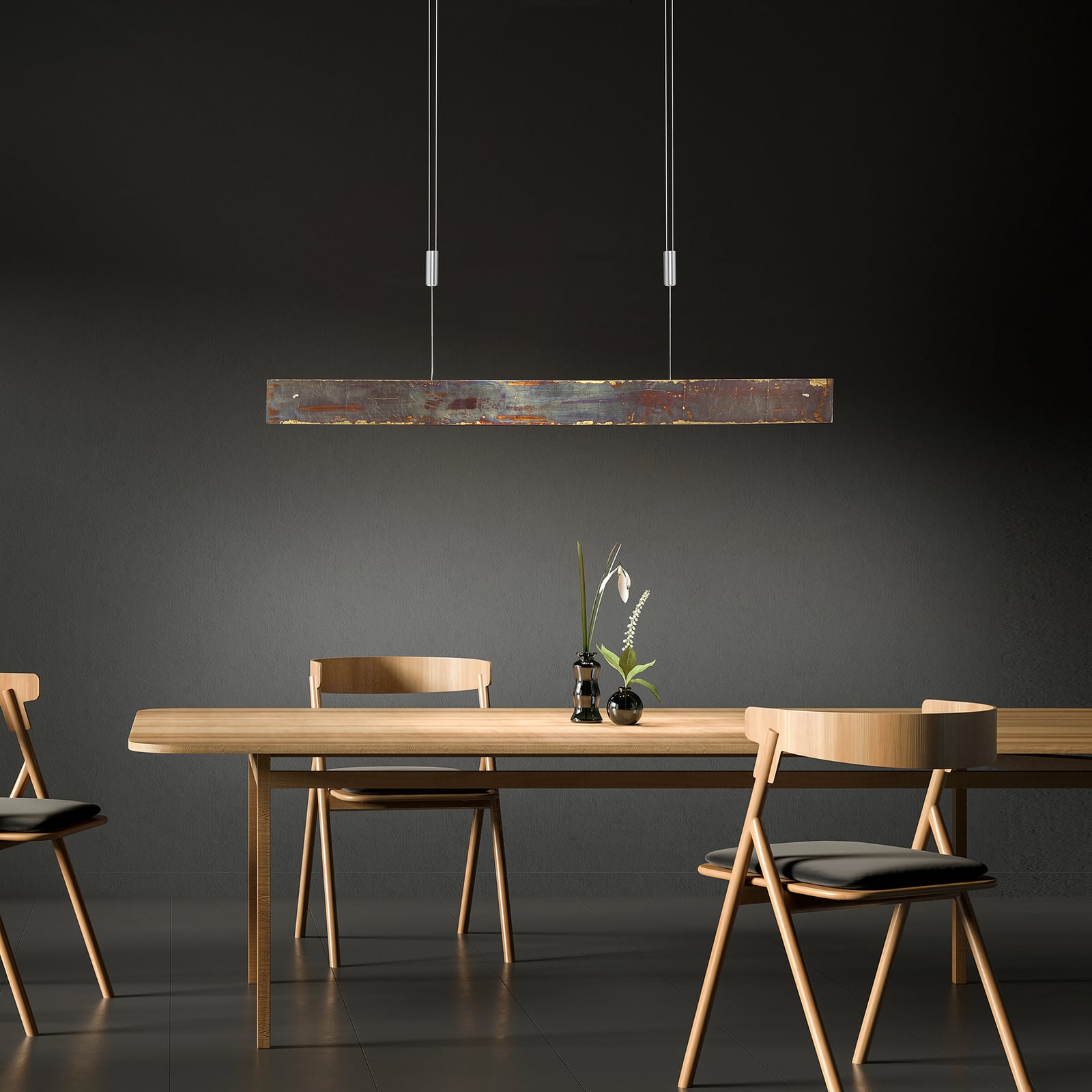 LED pendellampe Malu dimbar gull oksidert 100 cm bakside