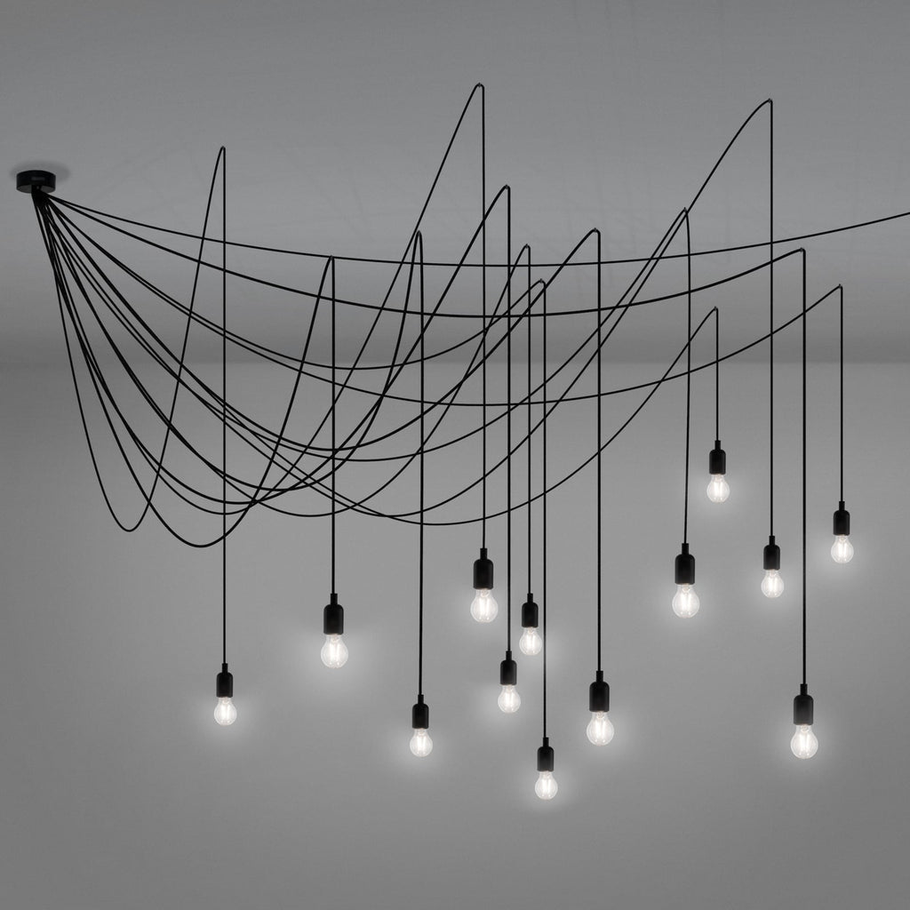 Detalj av LED pendellampe Maman 14-lys svart/klar