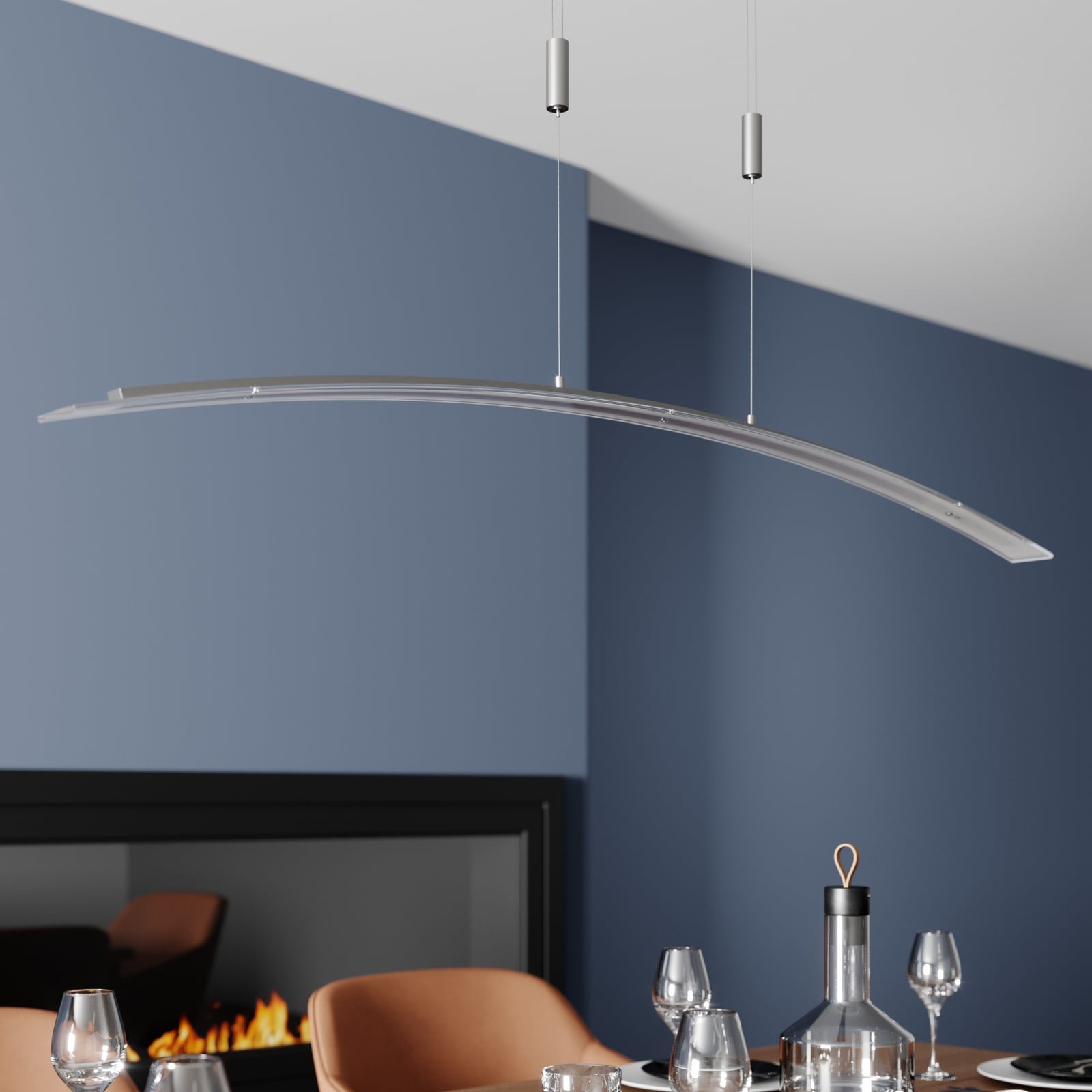 LED pendellampe Manon matt nikkel detalj av glass