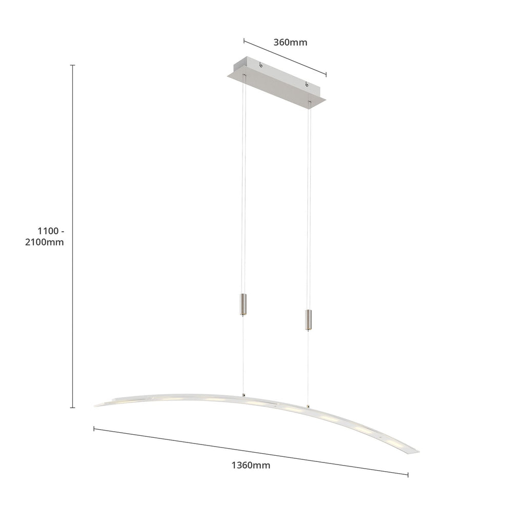 LED pendellampe Manon matt nikkel metallstang