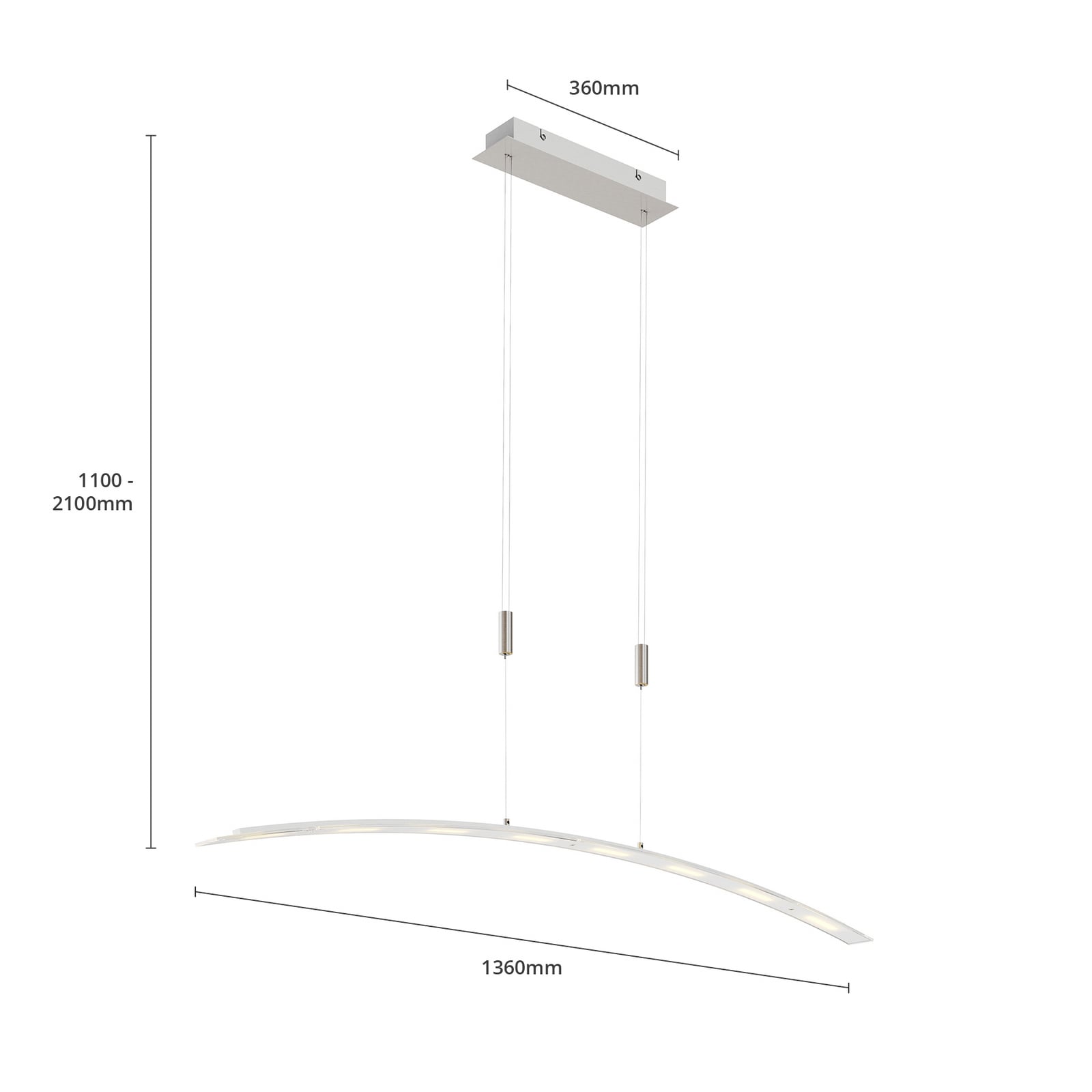 LED pendellampe Manon matt nikkel metallstang
