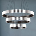 LED pendellampe Mansion dimbar svart/hvit akryl Ø80 cm forfra