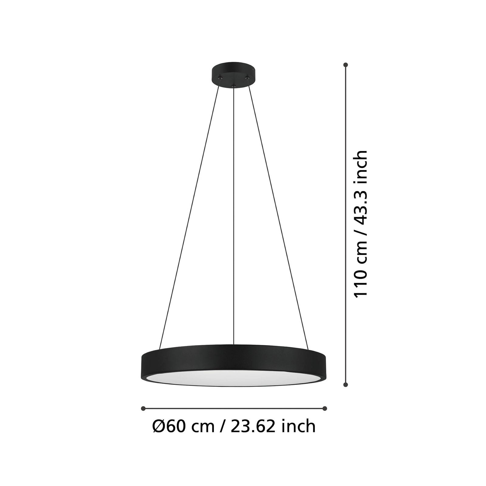 LED pendellampe Marghera-Z svart detalj av ring