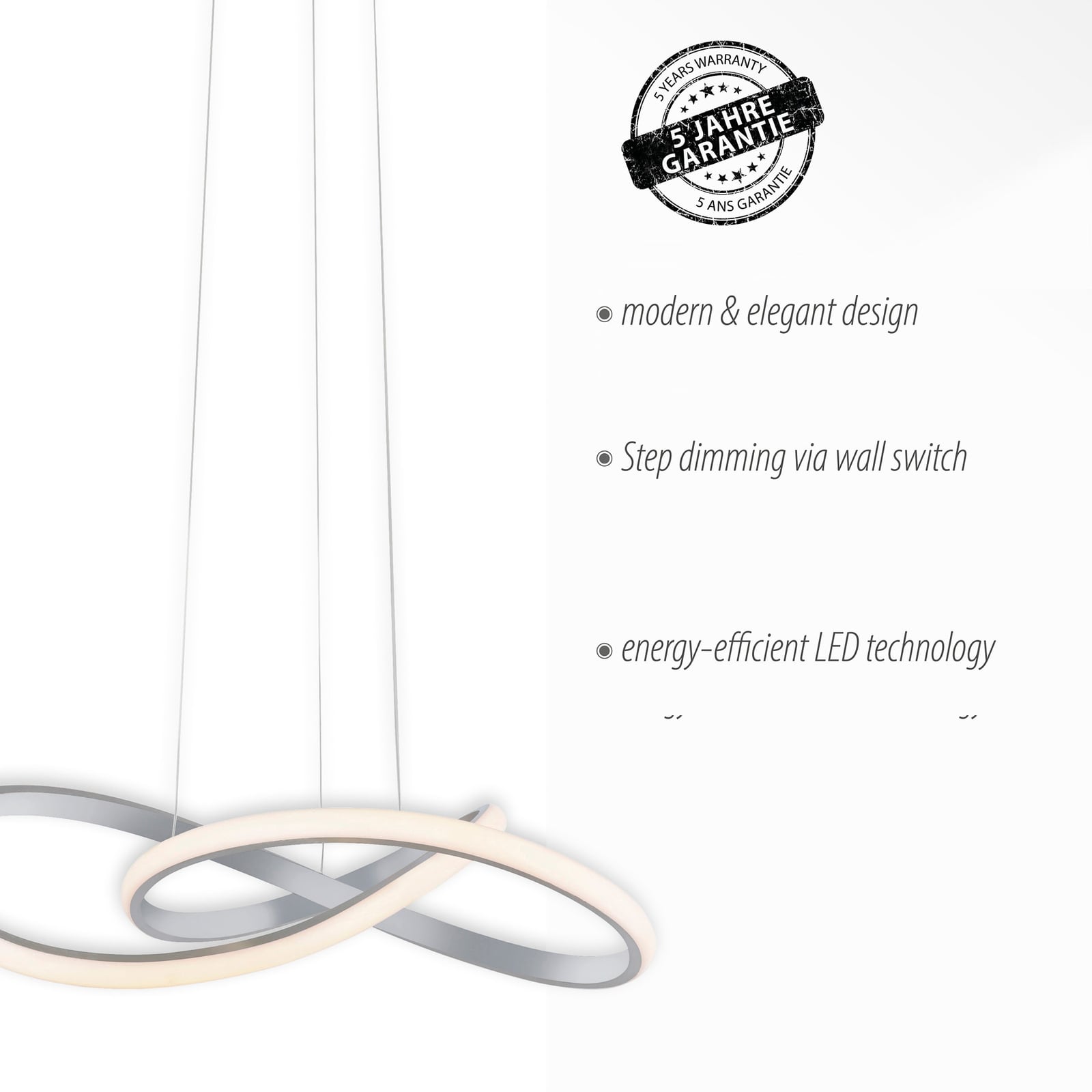 LED pendellampe Maria aluminium Ø57 cm nærbilde