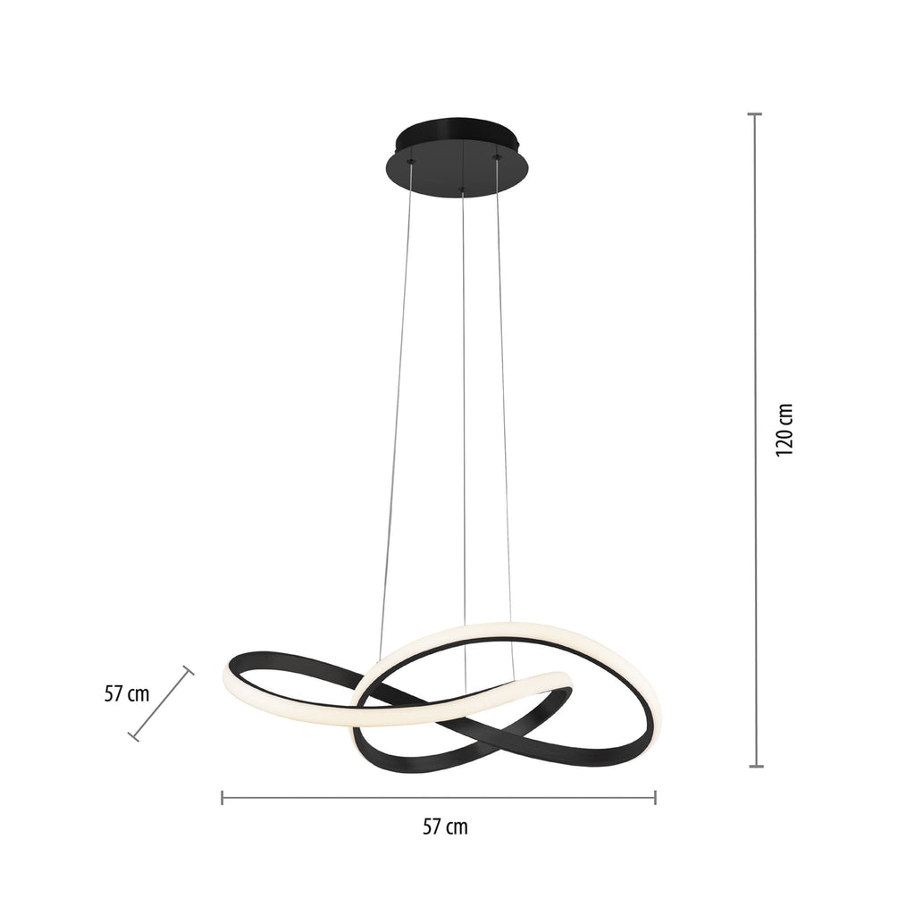 LED pendellampe Maria dimbar svart aluminium Ø57 cm 25W montert i rom
