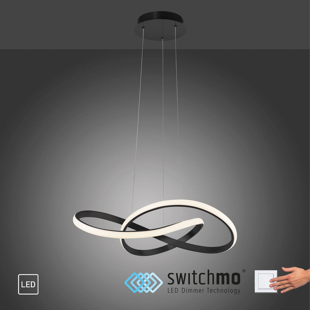 LED pendellampe Maria dimbar svart aluminium Ø57 cm 25W sideprofil