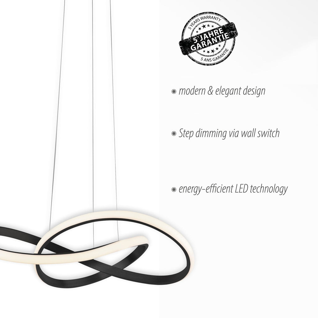 LED pendellampe Maria dimbar svart aluminium Ø57 cm 25W oppheng
