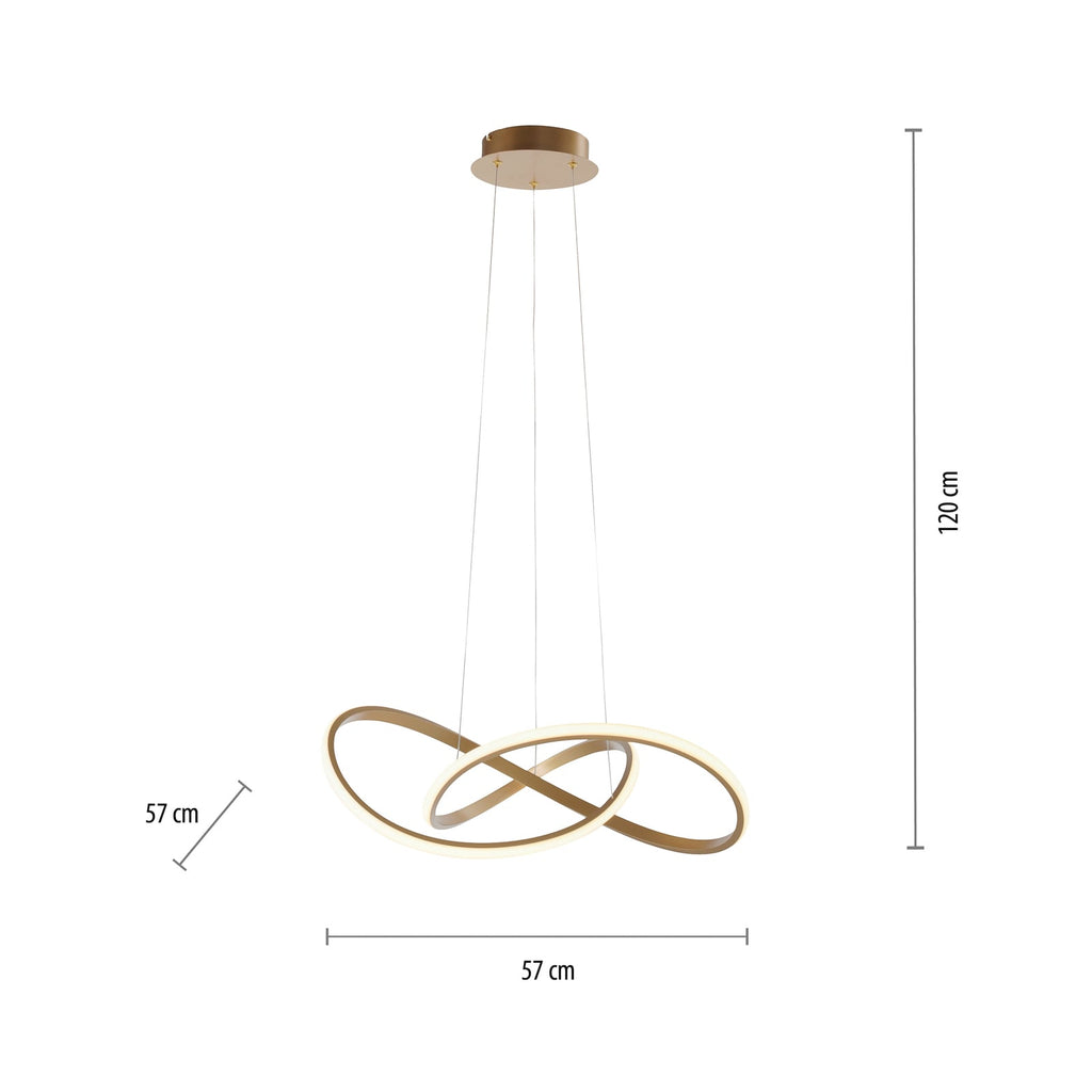 Montert LED pendellampe Maria messing Ø57 cm dimbar i rom