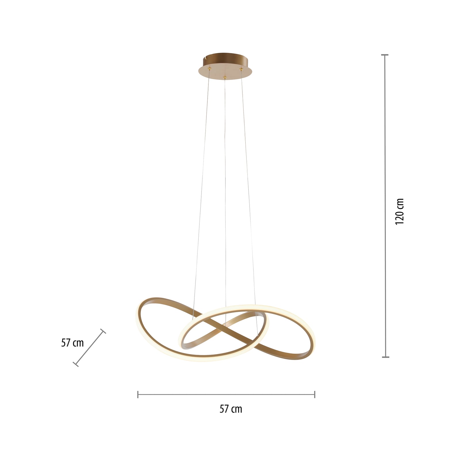 Montert LED pendellampe Maria messing Ø57 cm dimbar i rom