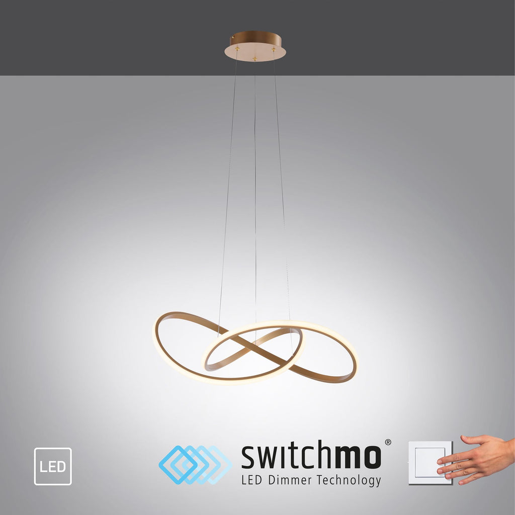 LED pendellampe Maria messing Ø57 cm dimbar med dimmer