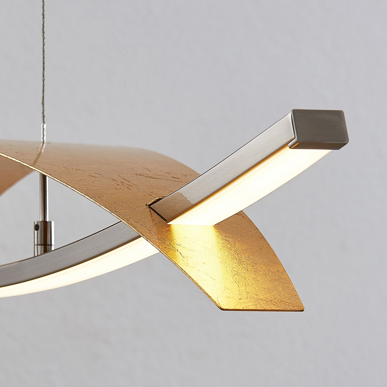 LED pendellampe Marija dimbar 91 cm gullfarget oppheng